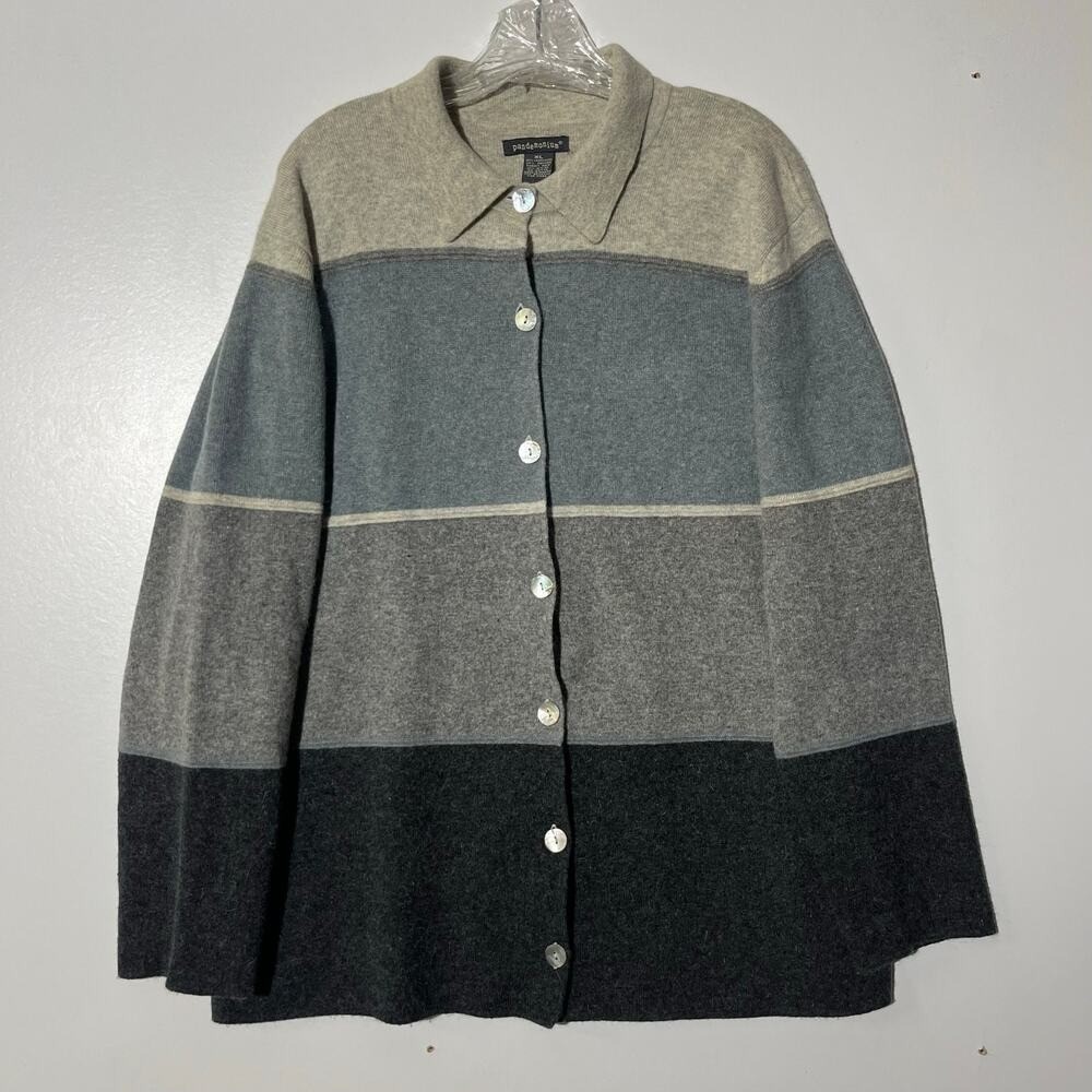 Pandemonium Cardigan Sweater Lambswool Angora Rabbit Blend Button Up Women's XL
